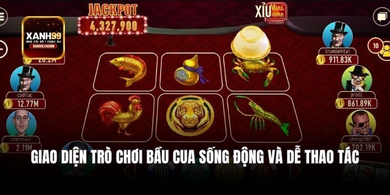 Giao diện trò chơi bầu cua sống động và dễ thao tác